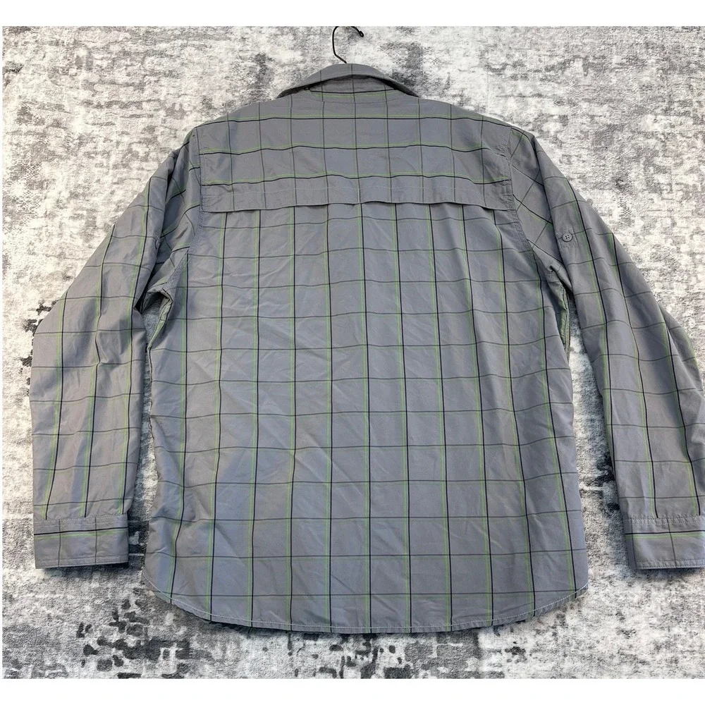 The North Face Mens‎ Plaid XL Long Sleeve Button Up Green Grey Hiking Outdoor